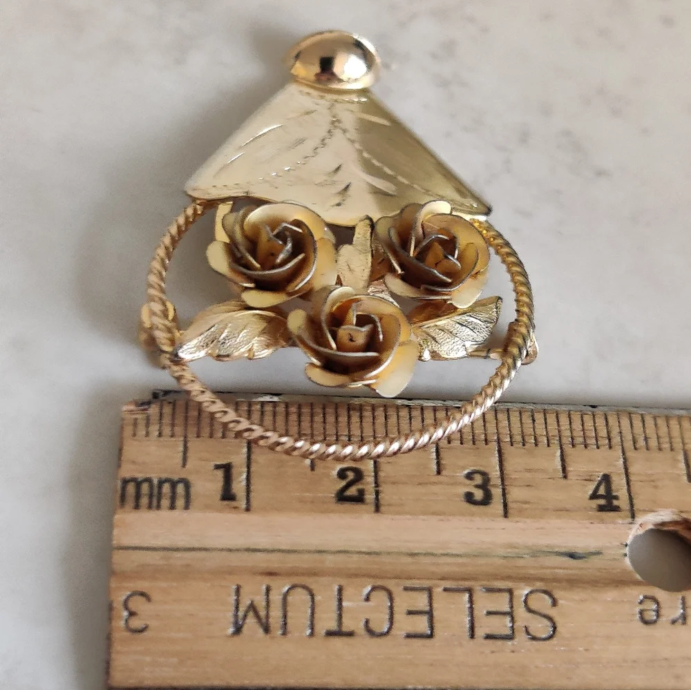 Vintage Bond Boyd Gold over Sterling Silver Flower Vase Pin - Picture 13 of 13